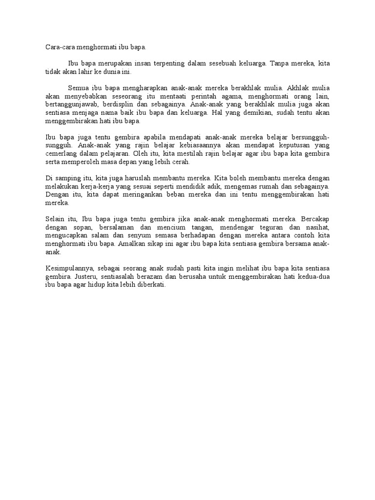 Cara Cara Menghormati Ibu Bapa Pdf