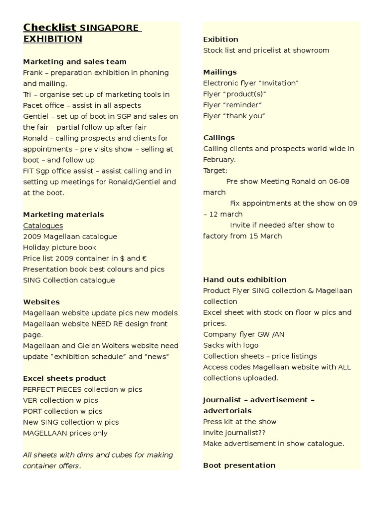 Exhibition Planning and Checklist Guide | PDF