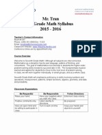 Mr. Tran 7 Grade Math Syllabus 2015 - 2016: Teacher's Contact Information