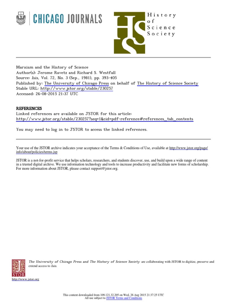 Jerome Ravetz and Richard S. Westfall - Marxism and The History of ...