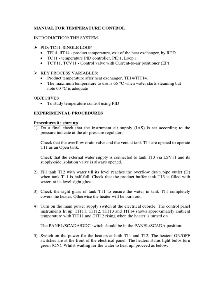 Manual For Temperature Control PDF | PDF | Systems Theory | Applied And ...