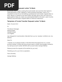 Fund Transfer Request Letter To Bank