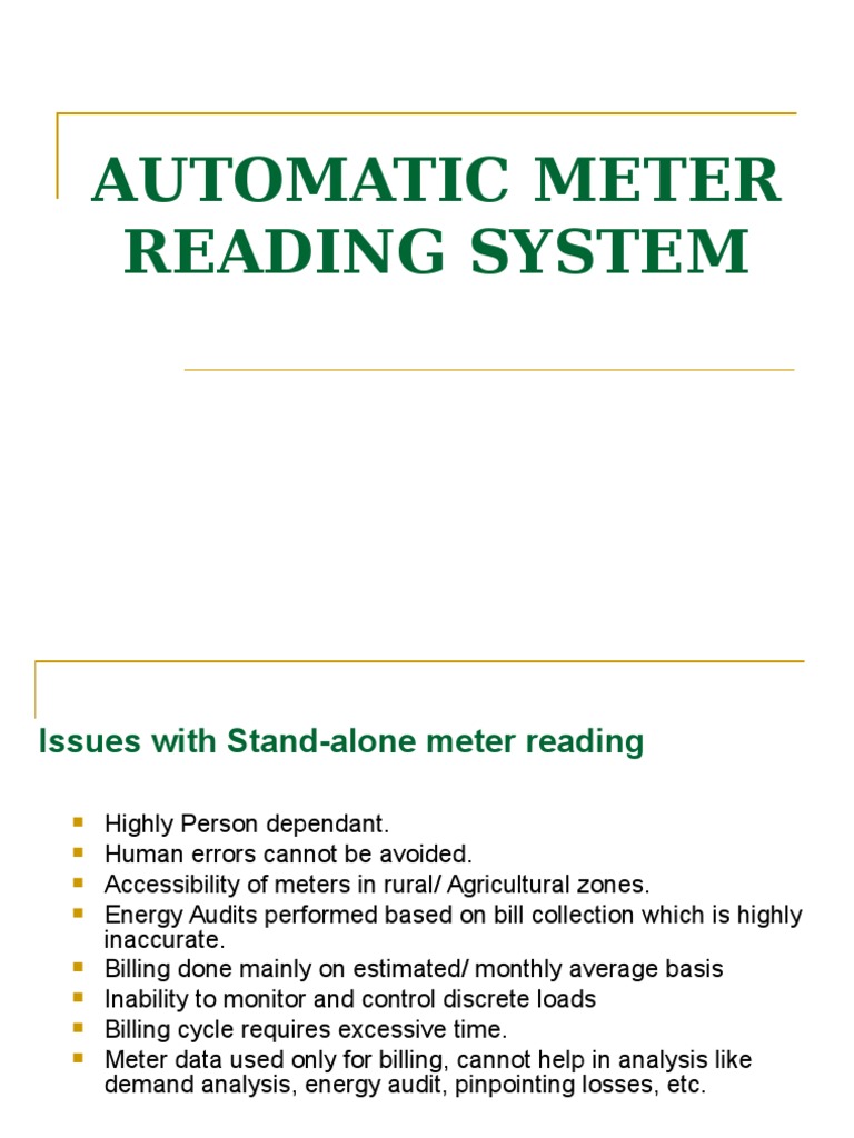 Automatic Meter Reading System | PDF | Gsm | General Packet Radio Service