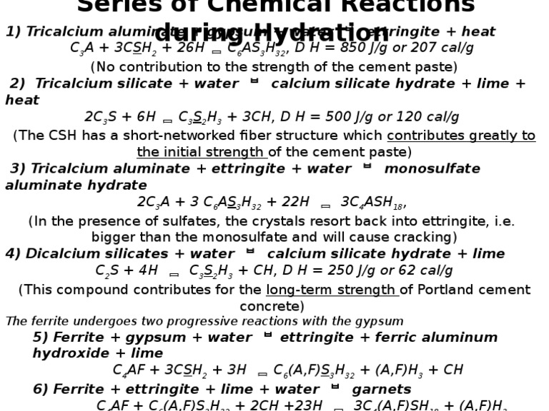 Cement Hydration Chemical Reactions | PDF | Home & Garden | Science ...
