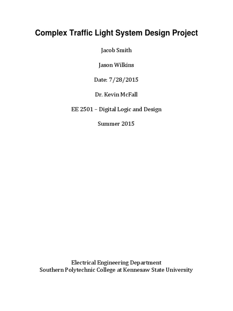 Complex Traffic Light System Design Project PDF Traffic Traffic Light