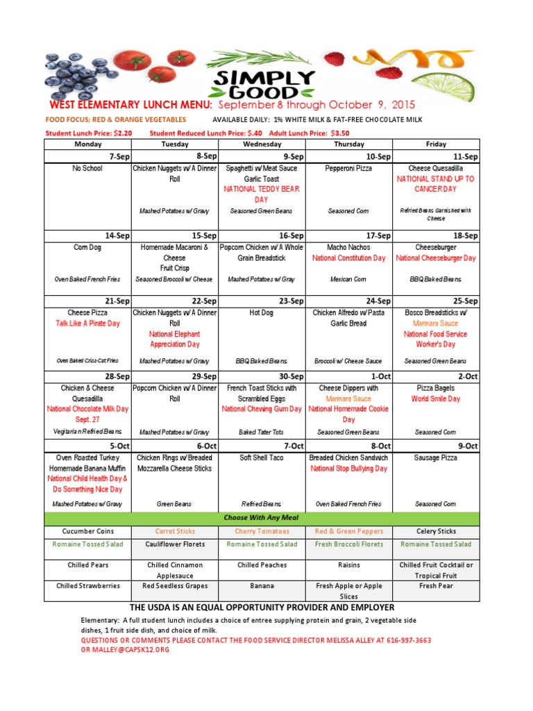 September Lunch Menu | PDF | Cooking, Food & Wine