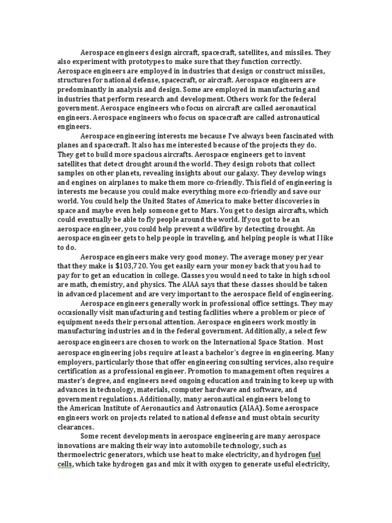 Aeronautical engineer essay image