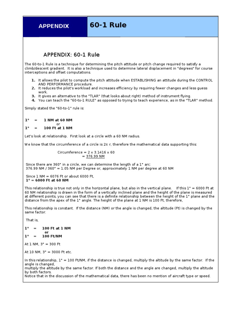 Aviation 60 To 1 Rule