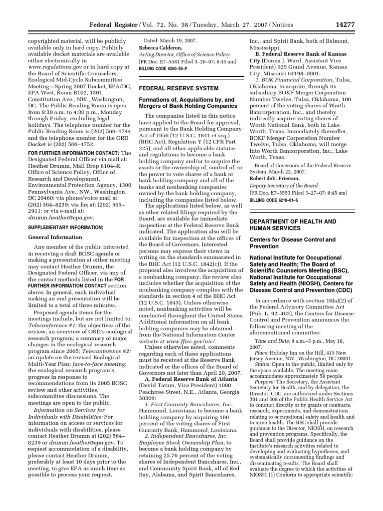 Federal Register / Vol. 72, No. 58 / Tuesday, March 27, 2007 / Notices