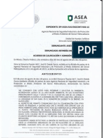Respuesta de aceptación de la denuncia contra la refinería en Cadereyta.