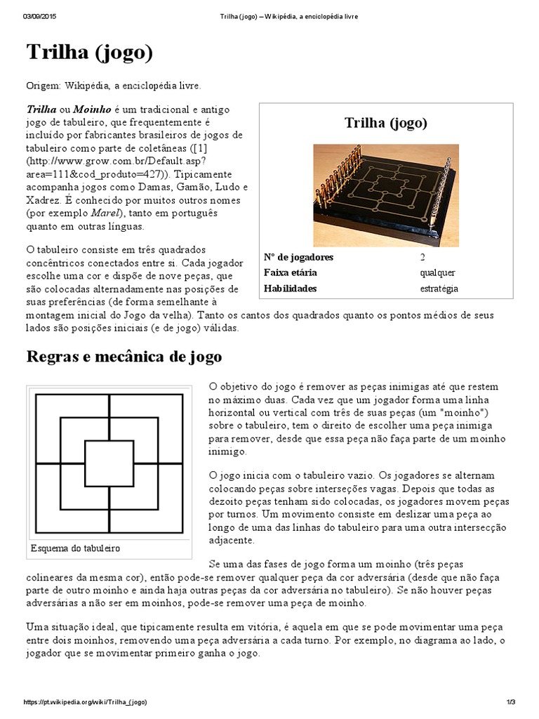 Trilha (Jogo) - Wikipédia, A Enciclopédia Livre, PDF, Jogos