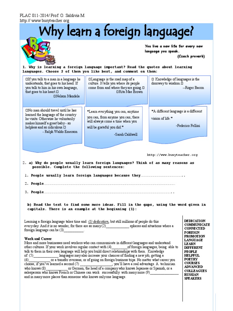 Importance of Learning Foreign Languages | PDF | Foreign Language ...