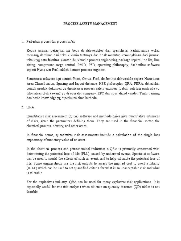 Process Safety Management Guide | PDF | Engineering | Risk