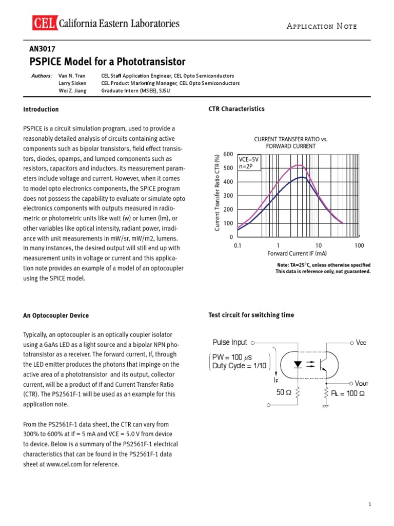 Spice Model For A Photo Transistor PDF Spice Bipolar Junction