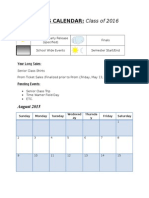 EVENTS CALENDAR: Class of 2016: Year Long Sales