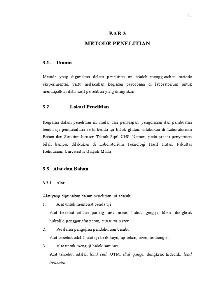 Bab 3 Metode Penelitian Skripsi Teknik Sipil Beton Bambu Wulung
