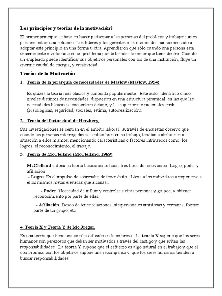 Principios y Teorías de la Motivación | PDF | Motivación | Motivacional