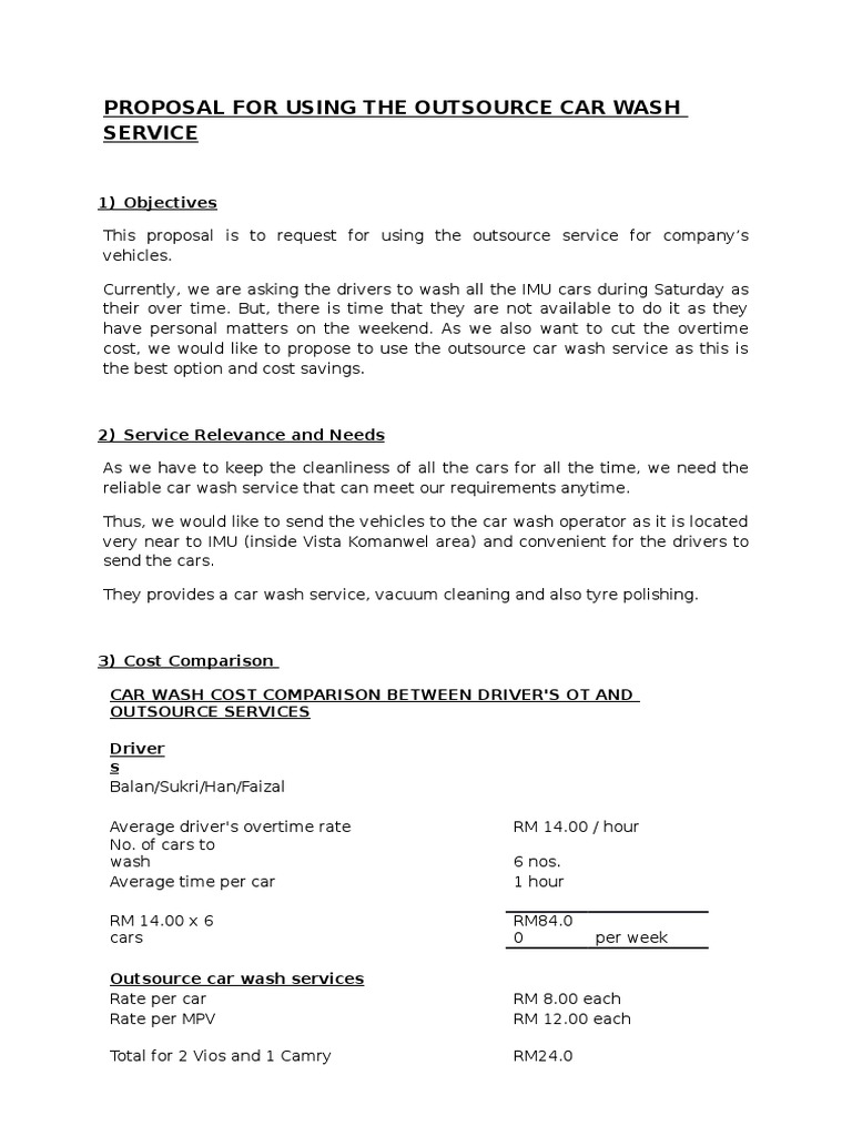 Car Wash Service Proposal Service Industries Wheeled Vehicles