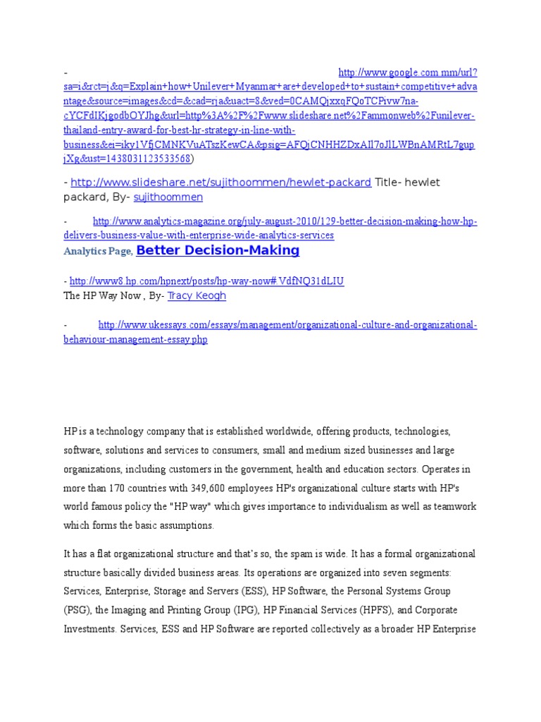 Essay on hp company