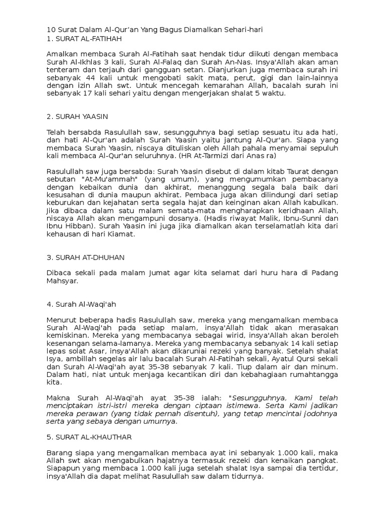 Keutamaan Surat Al Qur An Pdf