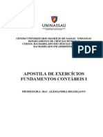 Apostila de Exercícios Fundamentos Contábeis I- Todos Os Exercícios Do Semestre
