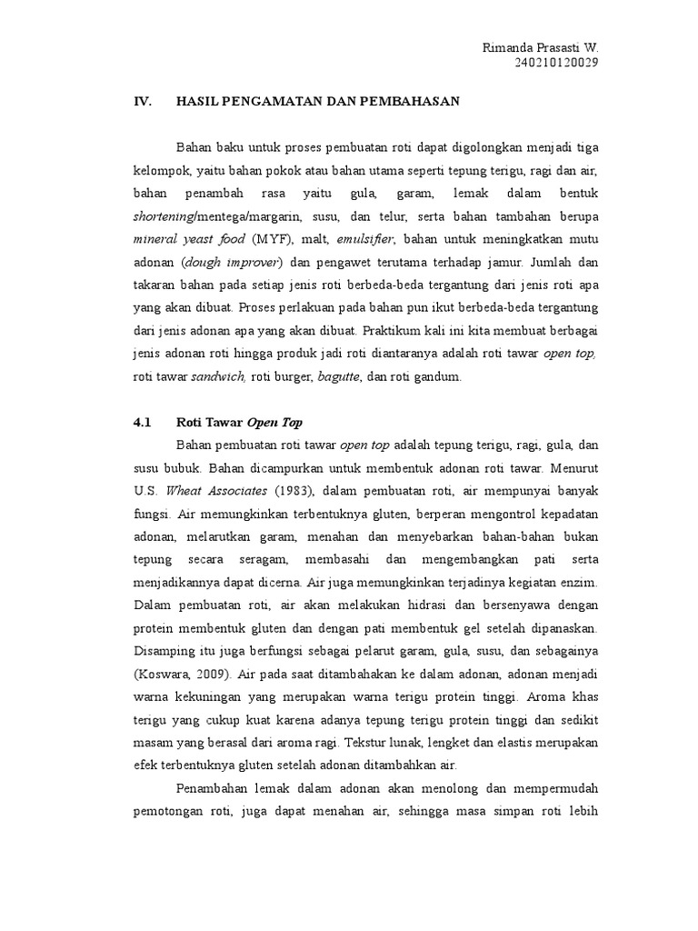 Laporan Praktikum Pembuatan Roti