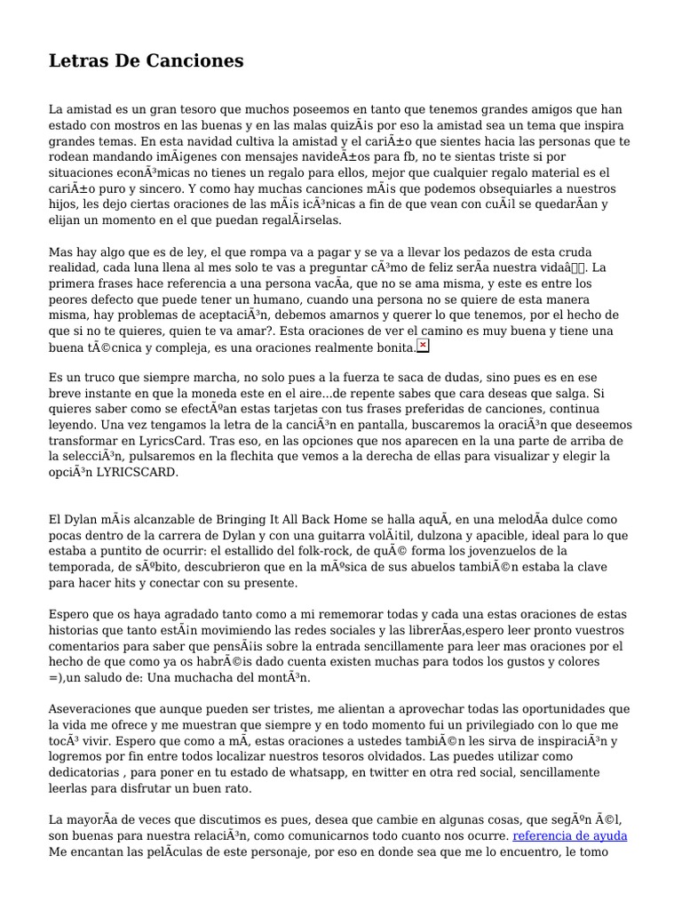 Letras de Canciones | PDF | Bob Dylan | Servicio de redes sociales