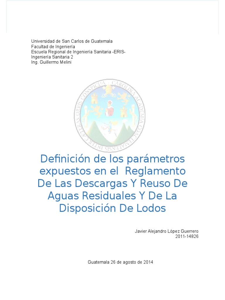 ACUERDO GUBERNATIVO No. 236-2006 - REGLAMENTO DE LAS DESCARGAS Y REUSO ...
