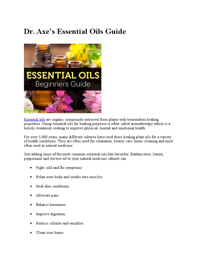 Dr. Axe’s Essential Oils Guide Essential Oil Aromatherapy
