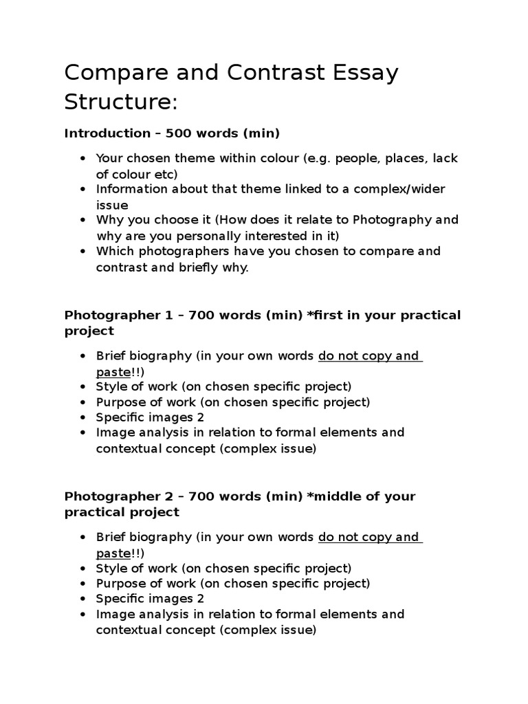 compare and contrast essay student samples