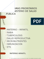 Programas Prioritarios Del Ministerio de Salud Publica