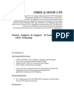 Fiber at Home LTD: Position: Engineer/ Sr. Engineer - IP Transmission O&M, Technology