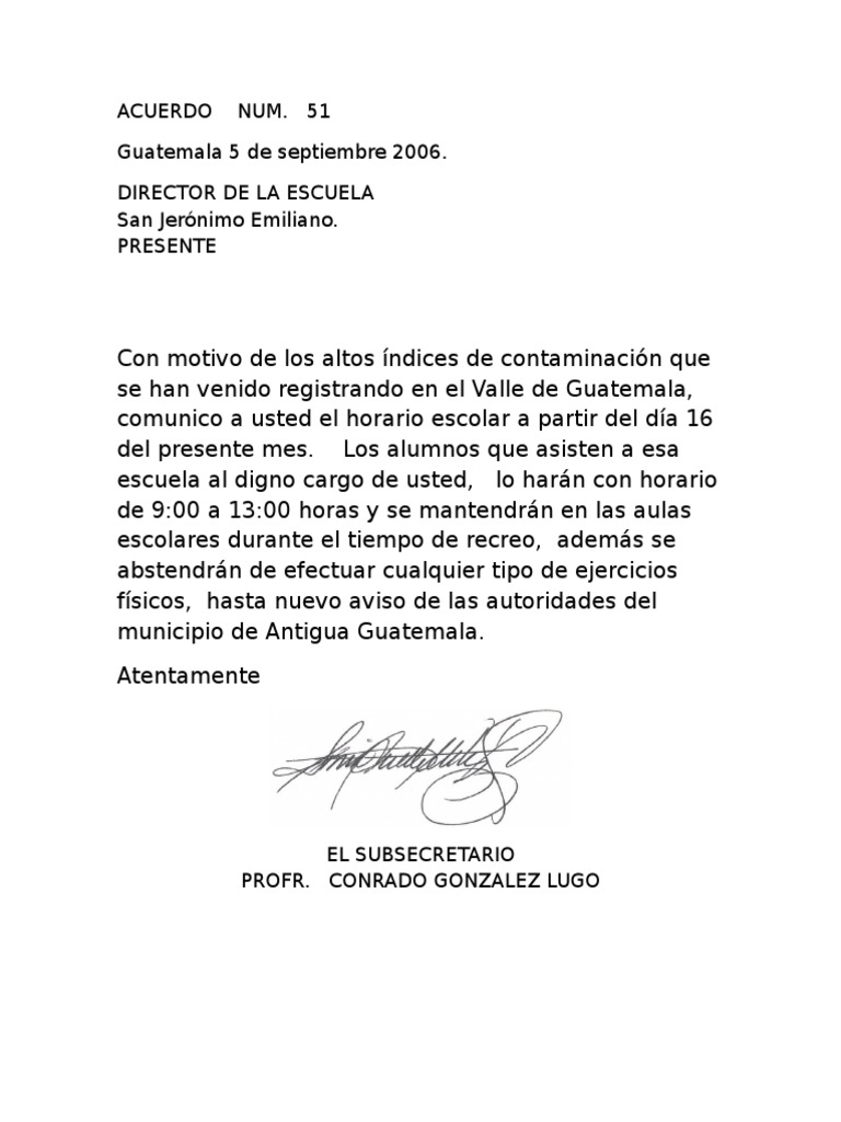 Acuerdo Ejemplos PDF Guatemala