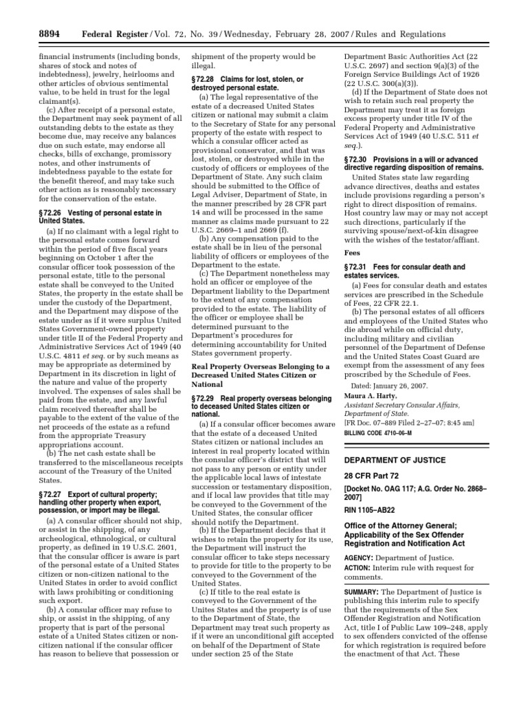 Rule: Sex Offender Registration and Notification Act Applicability ...