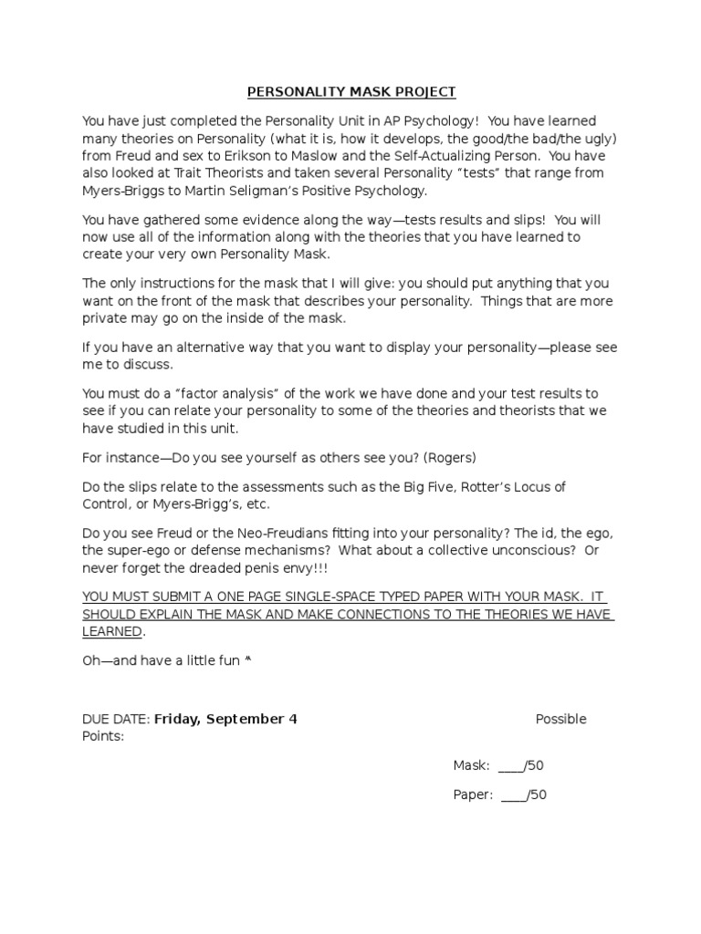 Personality Mask Project | PDF | Career & Growth