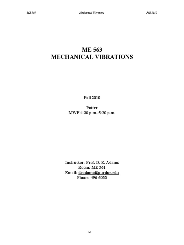 Notes On Mechanical Vibrations PDF | PDF