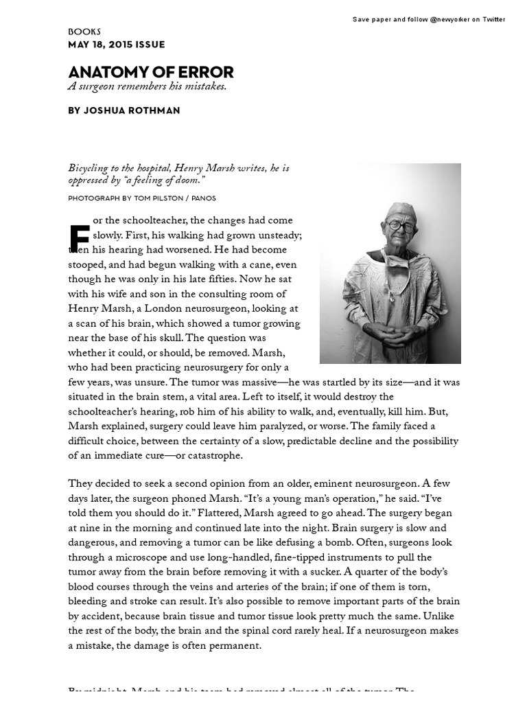 Henry Marsh's "Do No Harm" - The New Yorker | PDF | Neurosurgery | Surgery