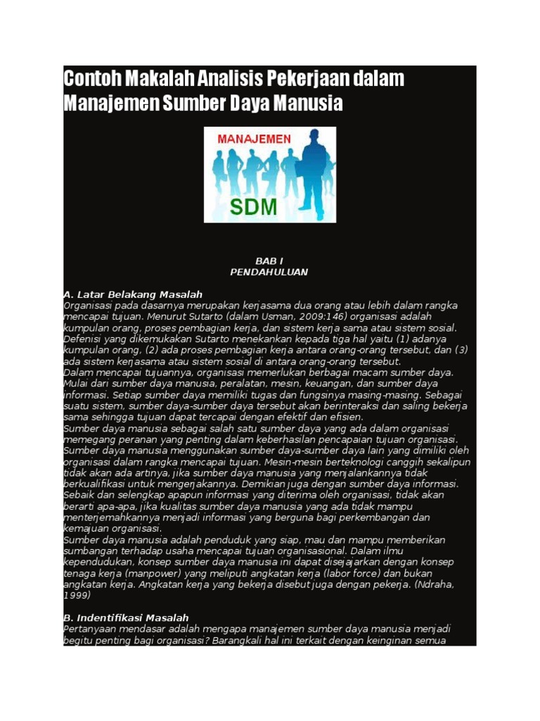Contoh Makalah Analisis Pekerjaan Dalam Manajemen Sumber Daya Manusia Rev 5