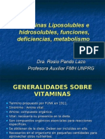 Vitaminas Liposolubles e Hidrosolubles Funciones Deficiencias Rosio Pando Lazo