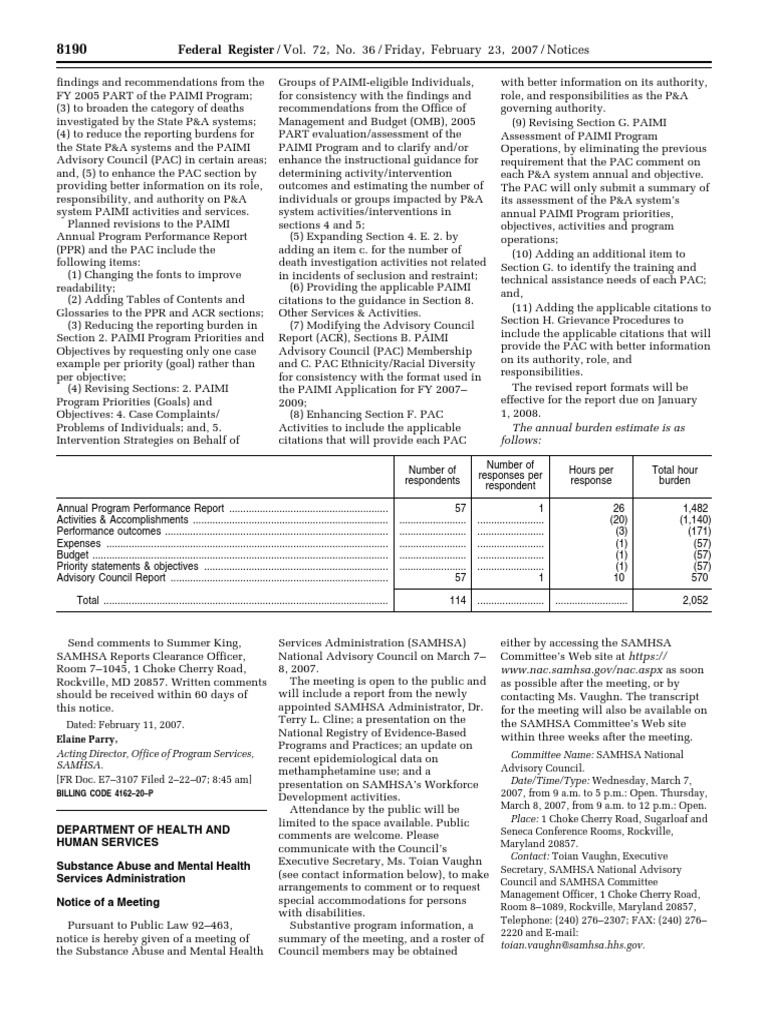 PAIMI Program Revisions Overview | PDF | Office Of Management And ...