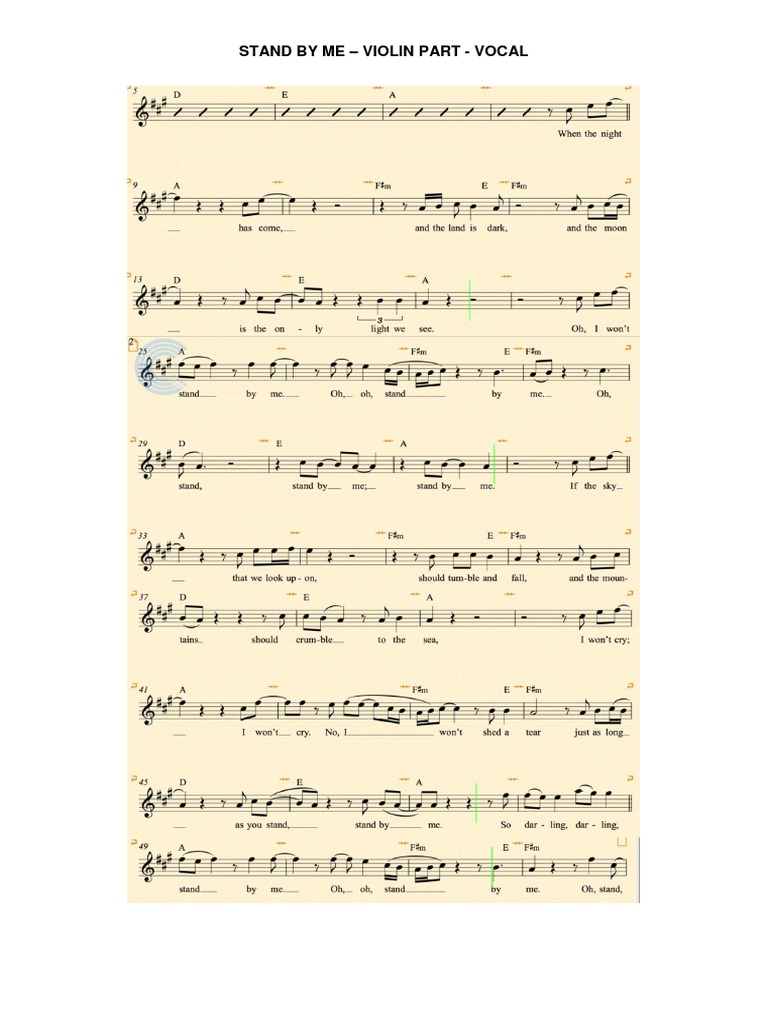 Stand by Me Violin Part Vocal PDF
