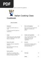 Italian Cooking Class Cookbook: Use The Information Below To Answer The Questions