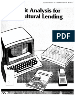 Credit Analysis For Agricultural Lending.