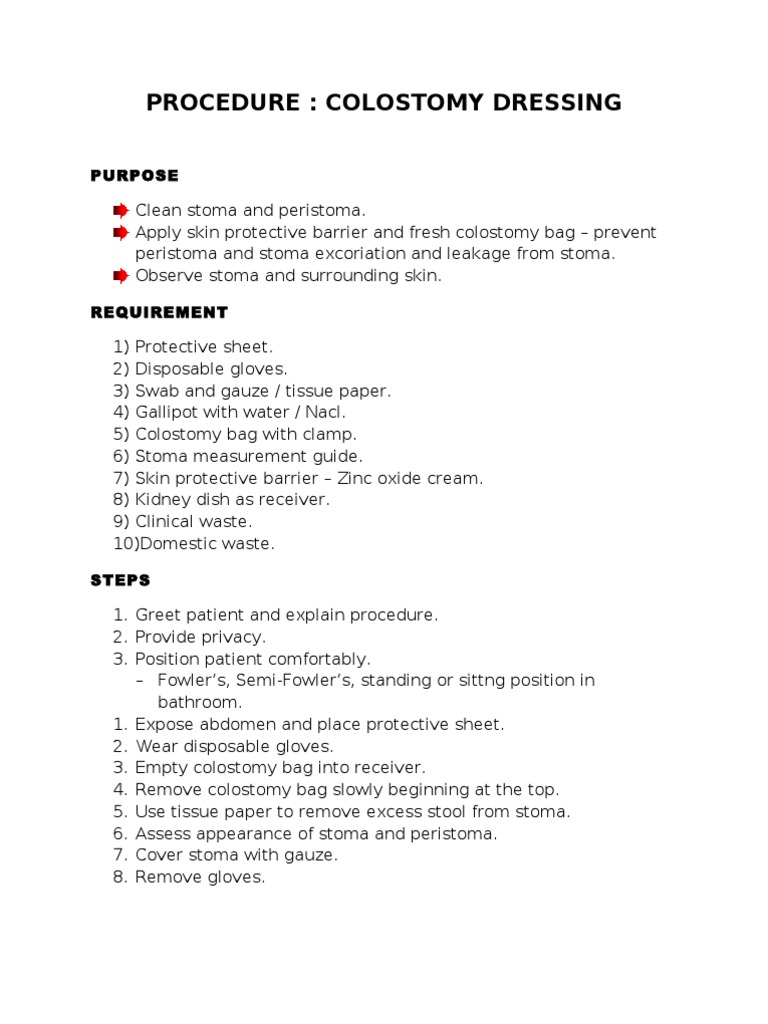 Colostomy Dressing Procedure
