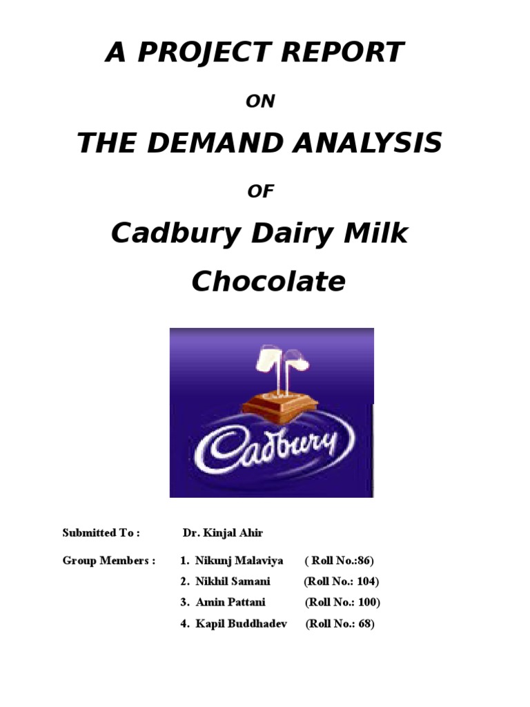 Final Demand Analysis of Cadbury Dairy Milk Demand Price Elasticity