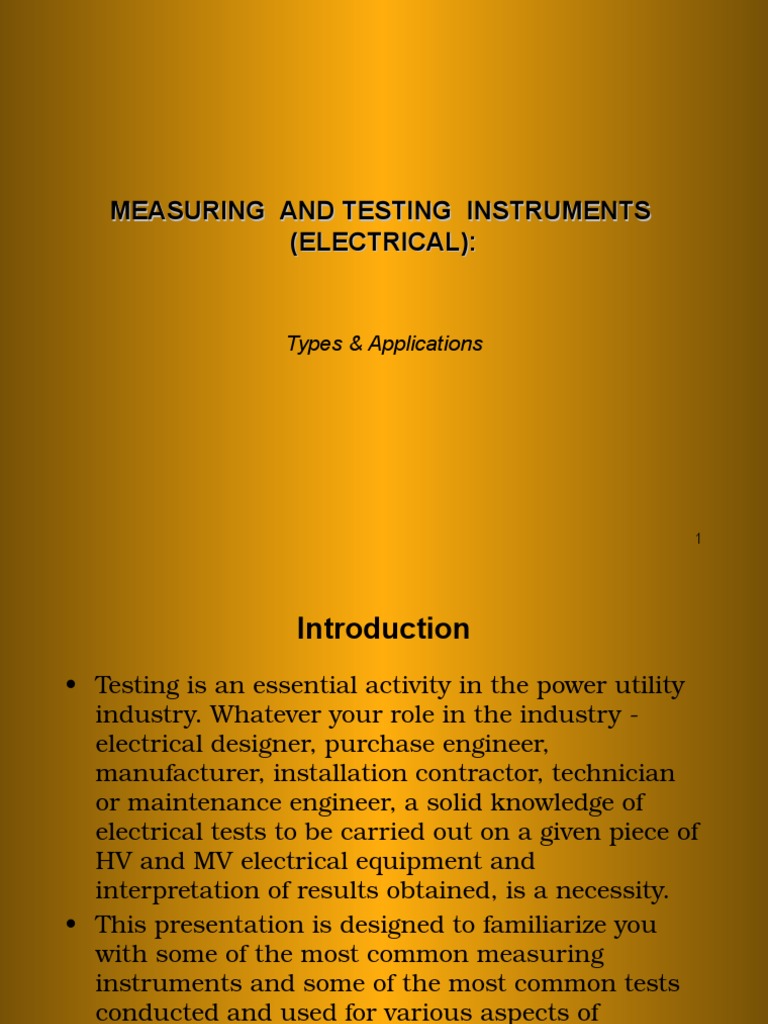 Electrical Testing Instruments Overview | PDF | Electric Current ...