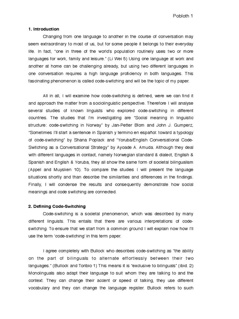 Understanding Code-Switching in Bilinguals | PDF | Multilingualism ...