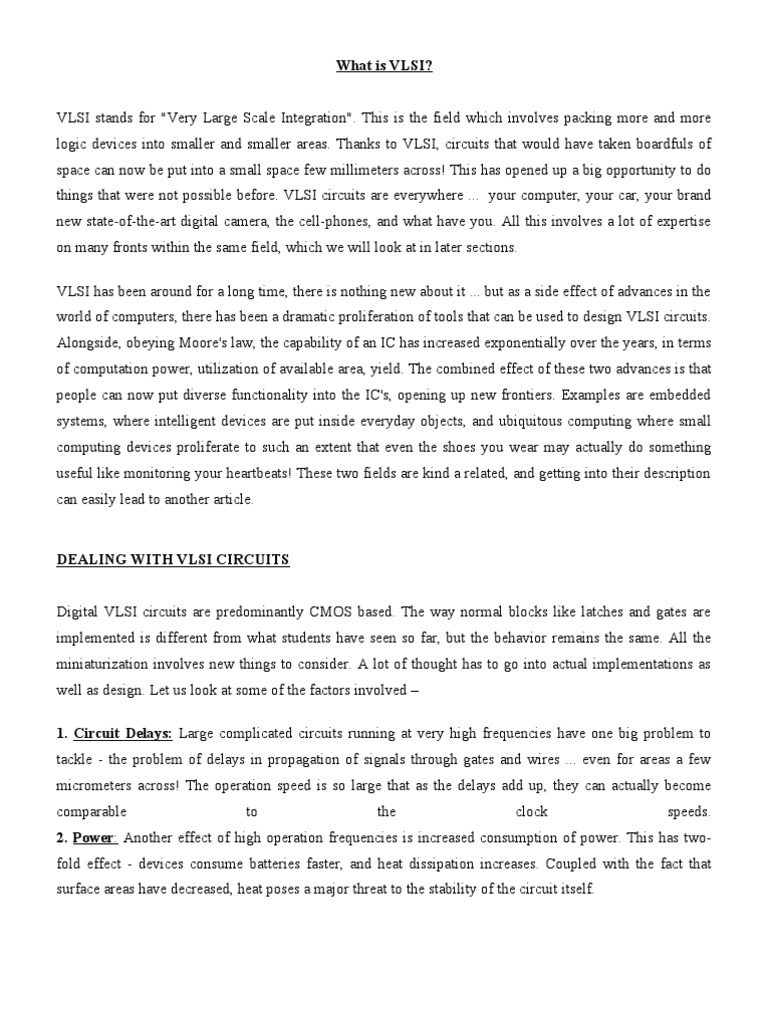 VLSI 1 Material | PDF