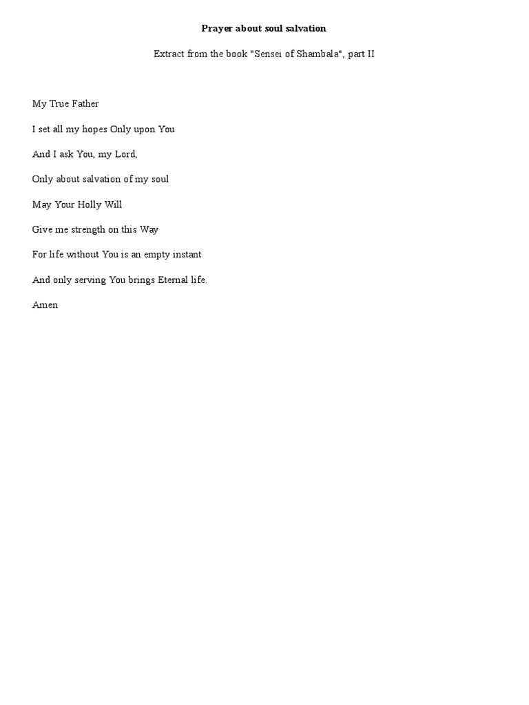 Prayer for Soul's Salvation | PDF