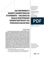 Kako Definirati I Mjeriti Kompetencije Studenata - Validacija Skale Percipirane Kompetentnosti Za Psihosocijalni Rad